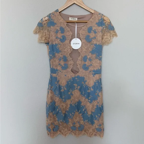 NWT Storia Aries Lace Mesh Mini Dress - Picture 4 of 14